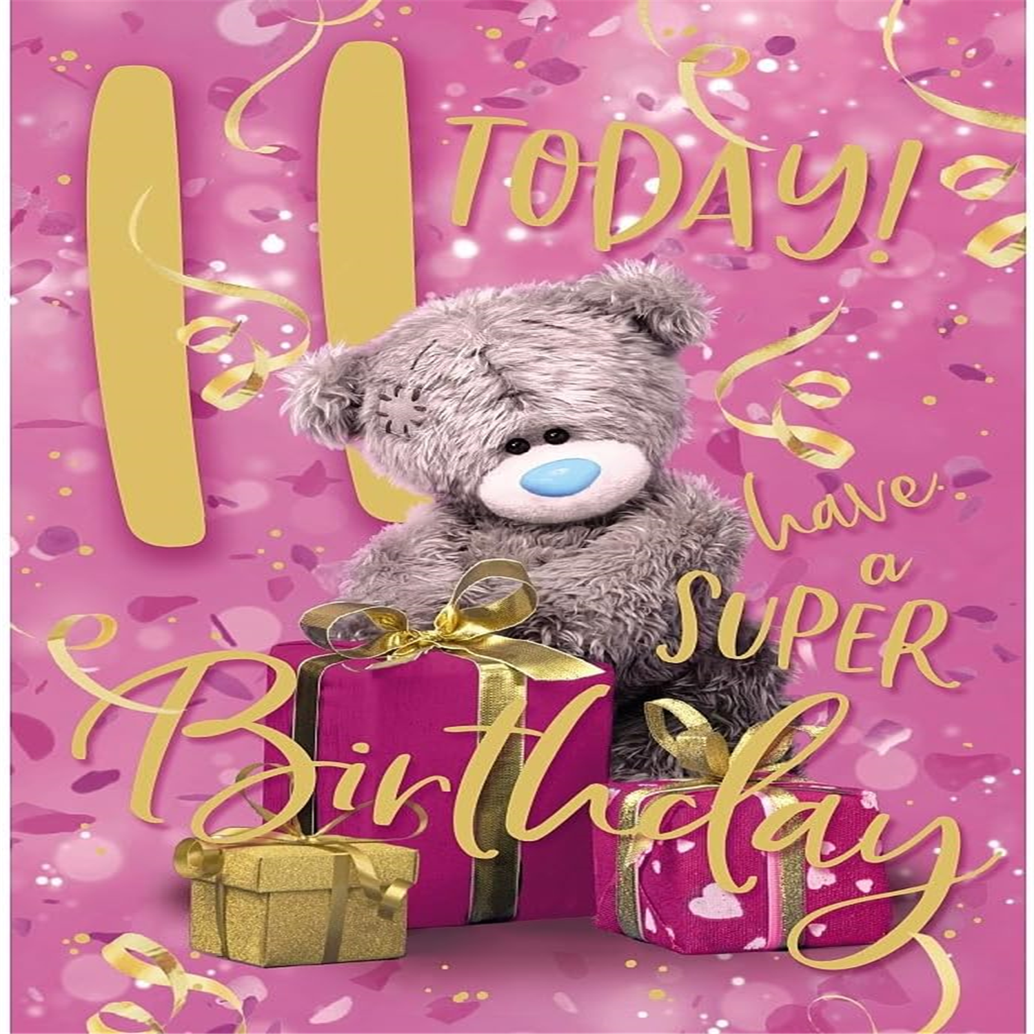 Bear Opening Present 11th Birthday Card - Image 3