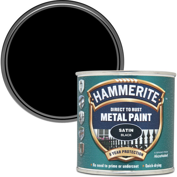 Hammerite Satin Finish Black 250ml