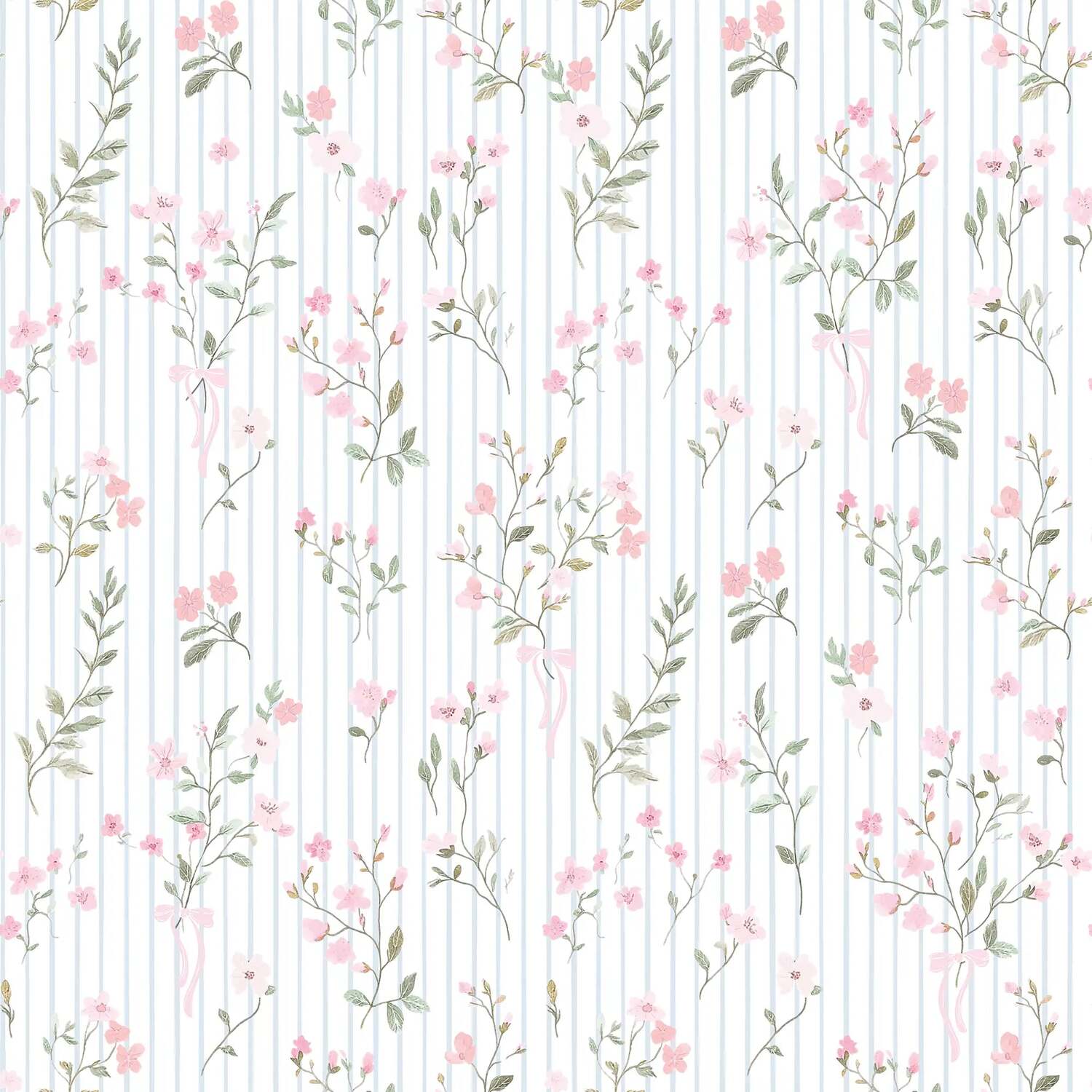 I Love Wallpaper Floral Pinstripe Wallpaper In Light Pink And Soft Blue