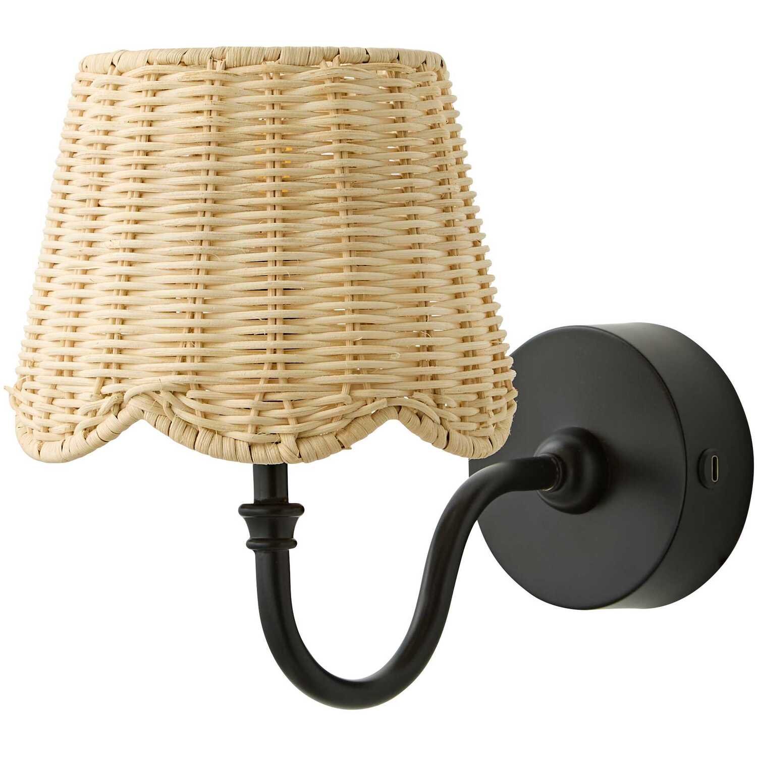 Valuelights Unisex Black Lowe Natural Rattan Taper Shade Metal Portable Rechargeable Wall Light In - Image 5
