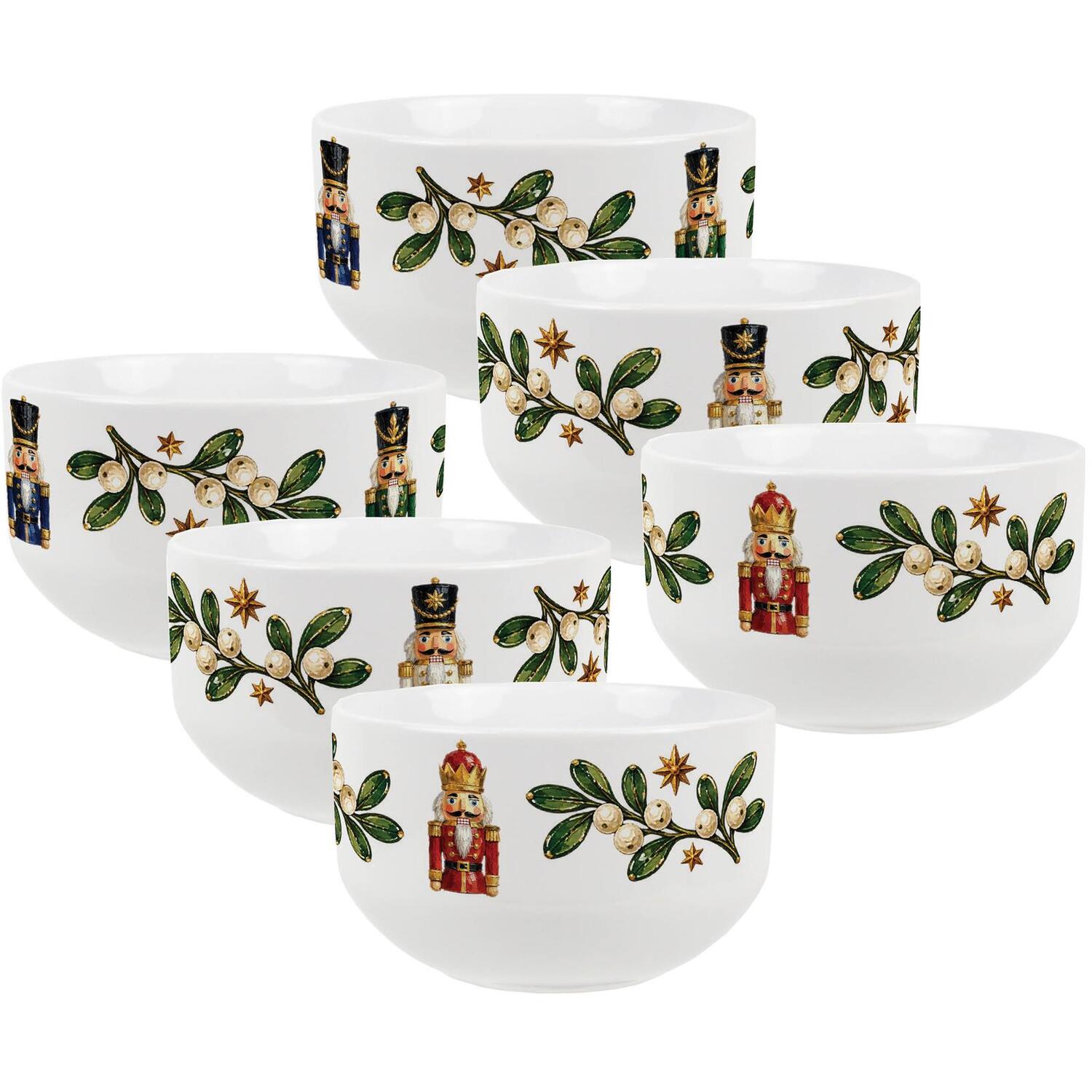 Purely Home Festive Nutcrackers Ceramic Dessert Bowl - White
