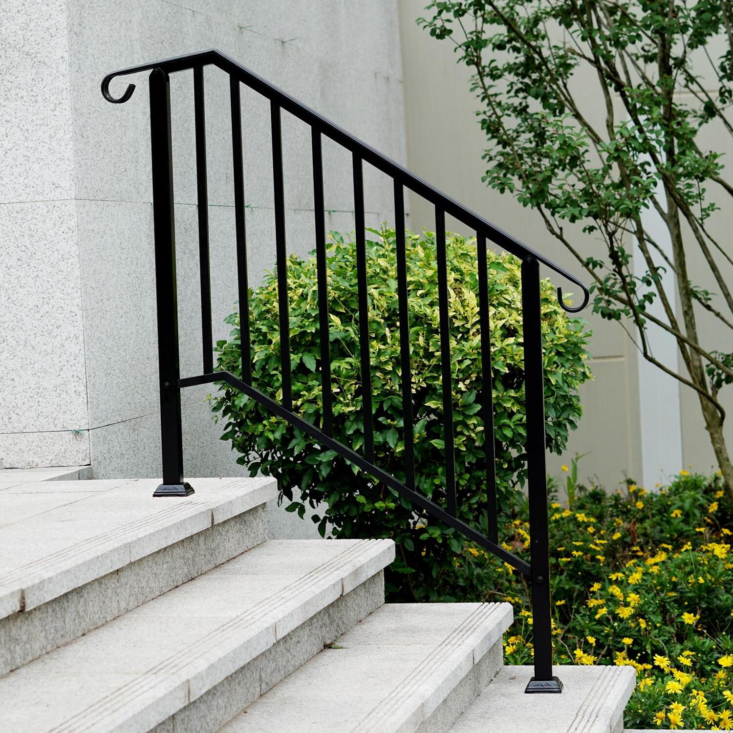 Gr8 Garden 3 Step Black Steel Handrail - Outdoor Stair Safety Railing - Image 4