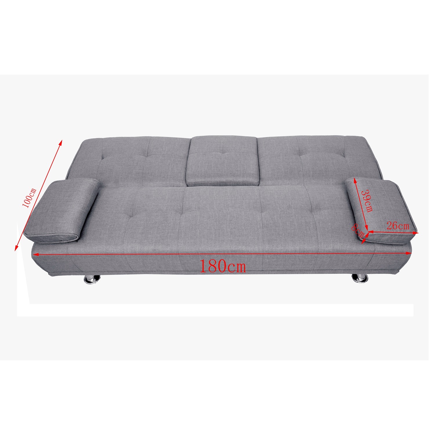 Westwood Fabric Manhattan Sofa Bed Recliner - Grey