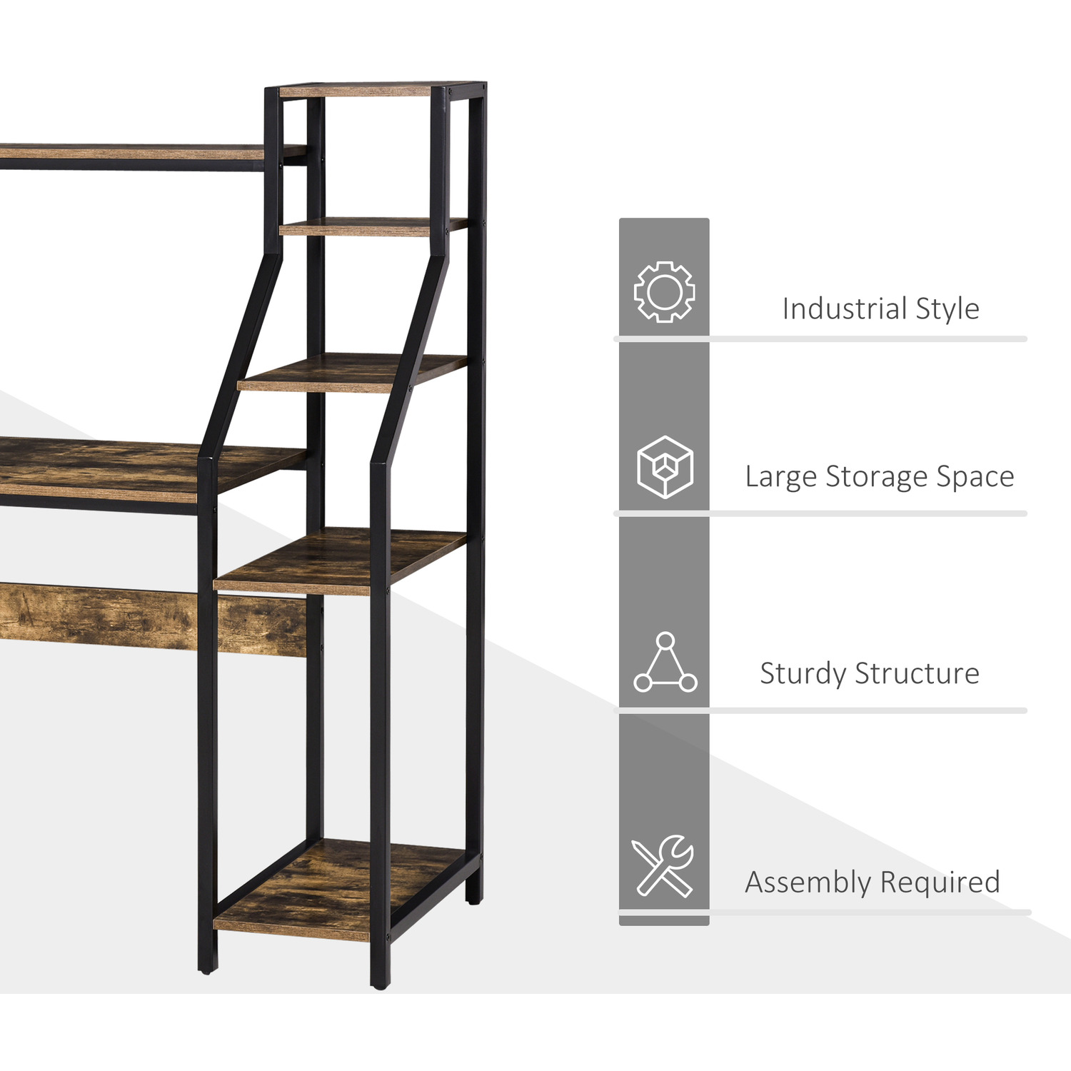 Home Office Computer Desk with Storage Shelves Morden Simple Style Study Table with hutch(Tiger)