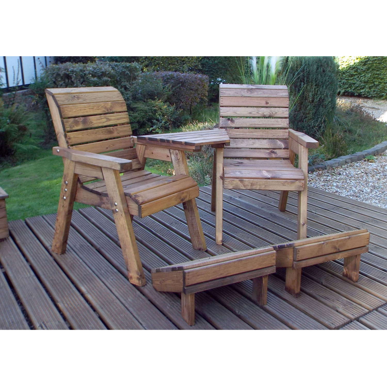 Charles Taylor Deluxe Lounger Set Angled with Footstools - Brown