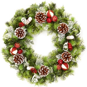 Red And White Ball Wreath