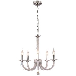 Elena Ceiling Pendant Chandelier 5 Light Polished Chrome, Crystal