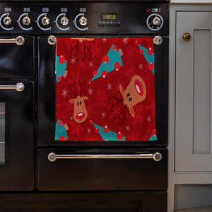 Reindeer And Tree Pattern Kitchen Towel