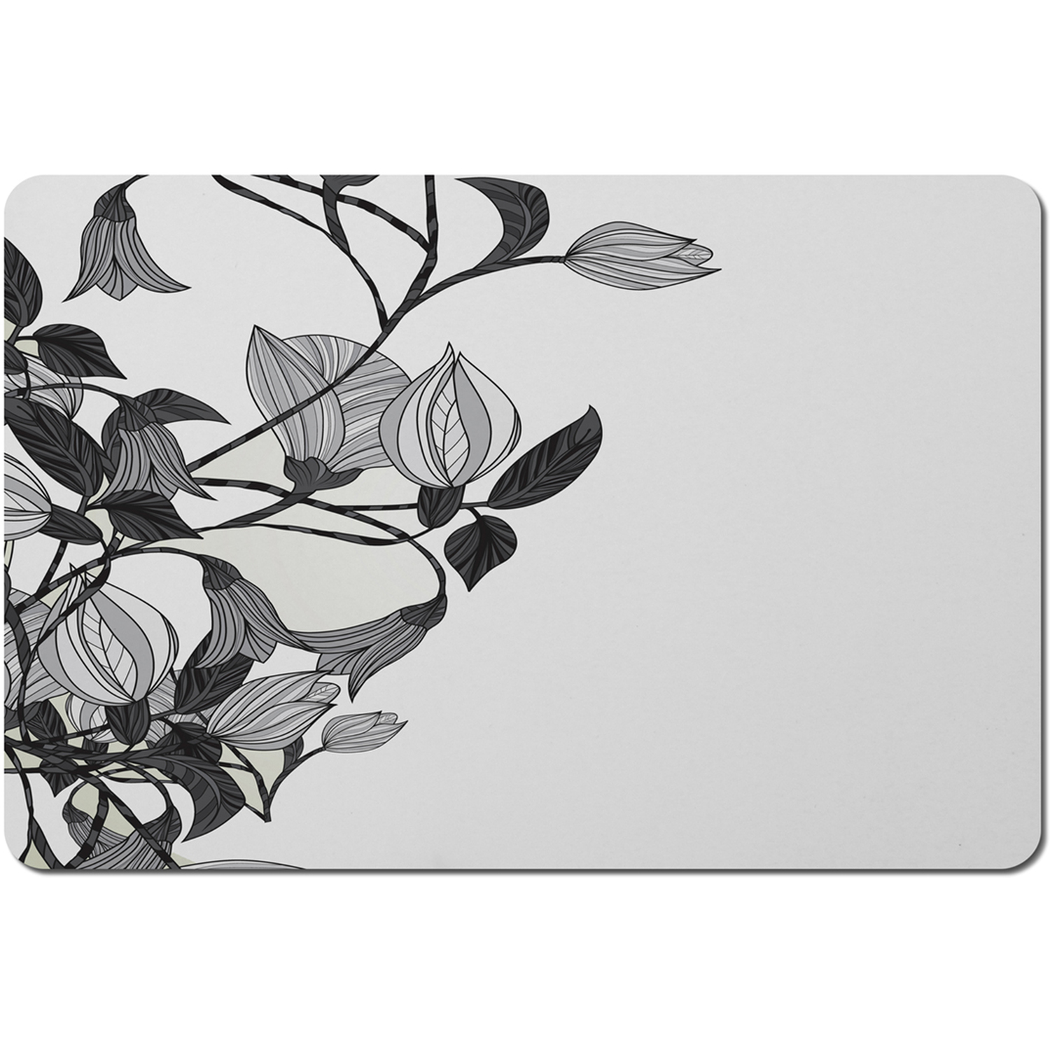 Image of Black White Flower Illustration Placemat -&hellip;