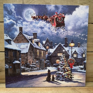 White Light up Christmas Santa Dog Scene Wall Art shot 2541507