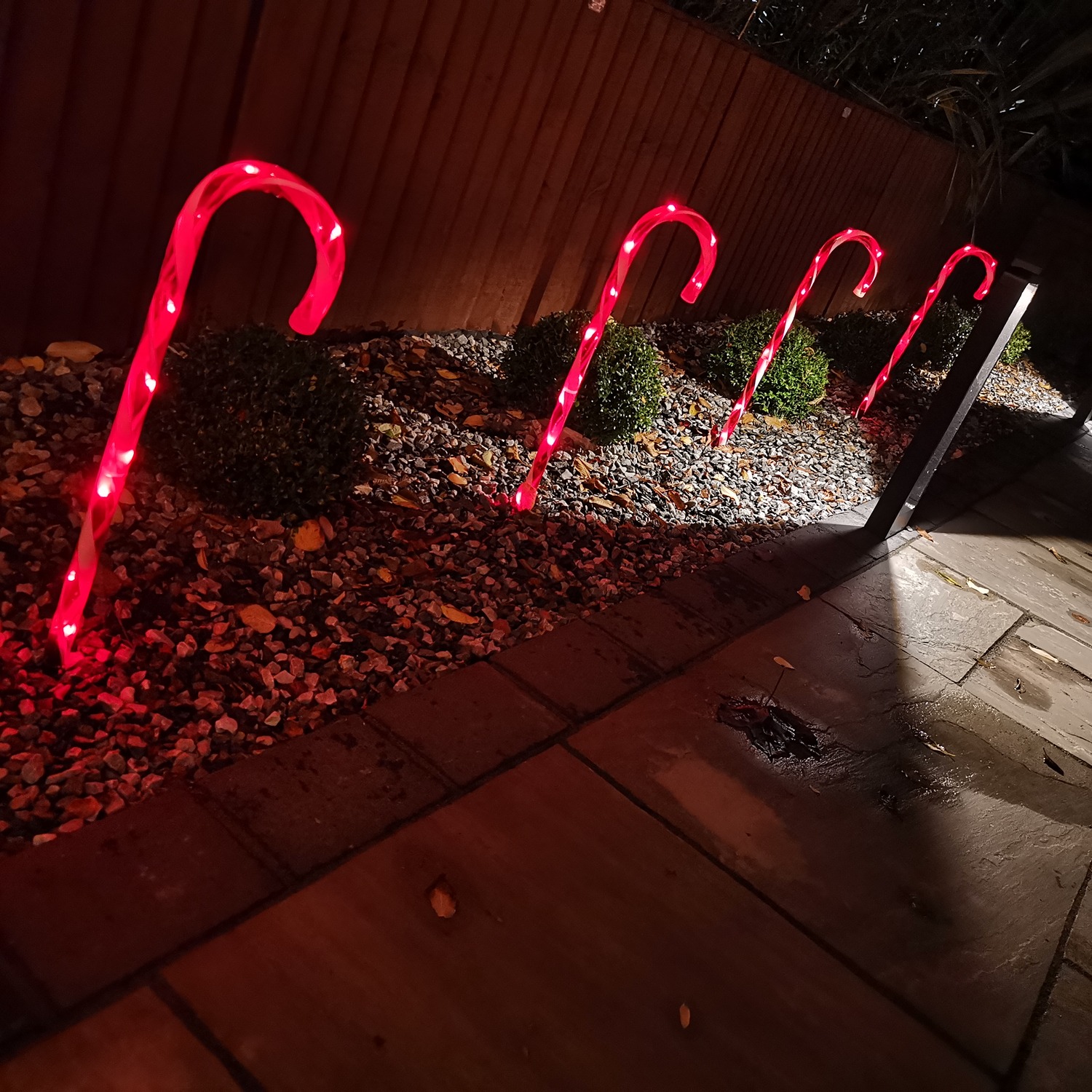 Samuel Alexander 4 Pack Outdoor Red Christmas Candy Cane Led Path Lights - Red