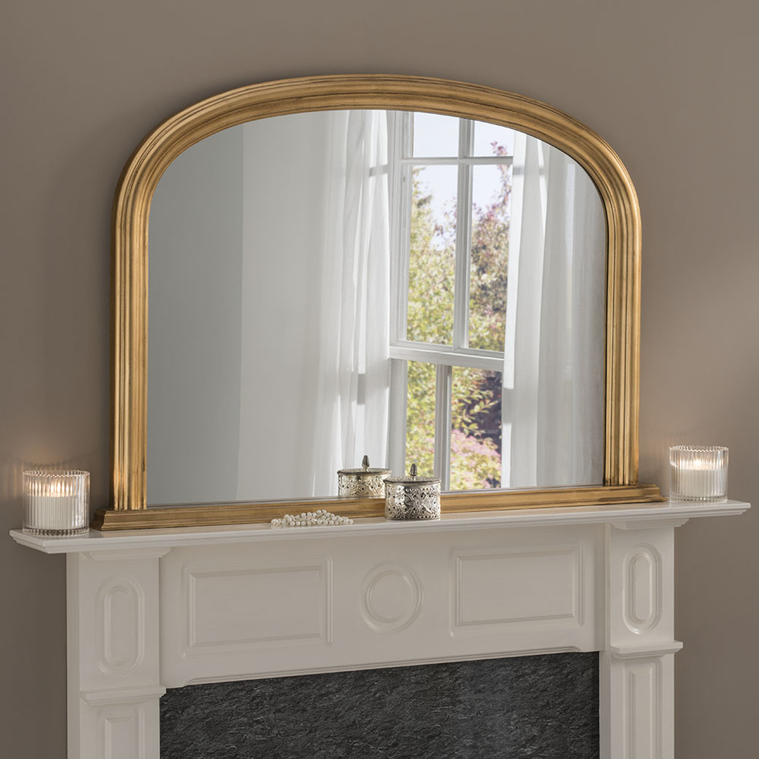 Contemporary Overmantle Mirror - Gold thumbnail