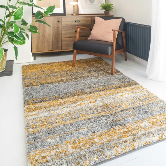 Super Soft Feel Mottled Striped Shaggy Area Rug