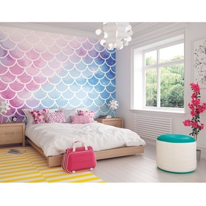 Watercolour Mermaid Scales Wall Mural