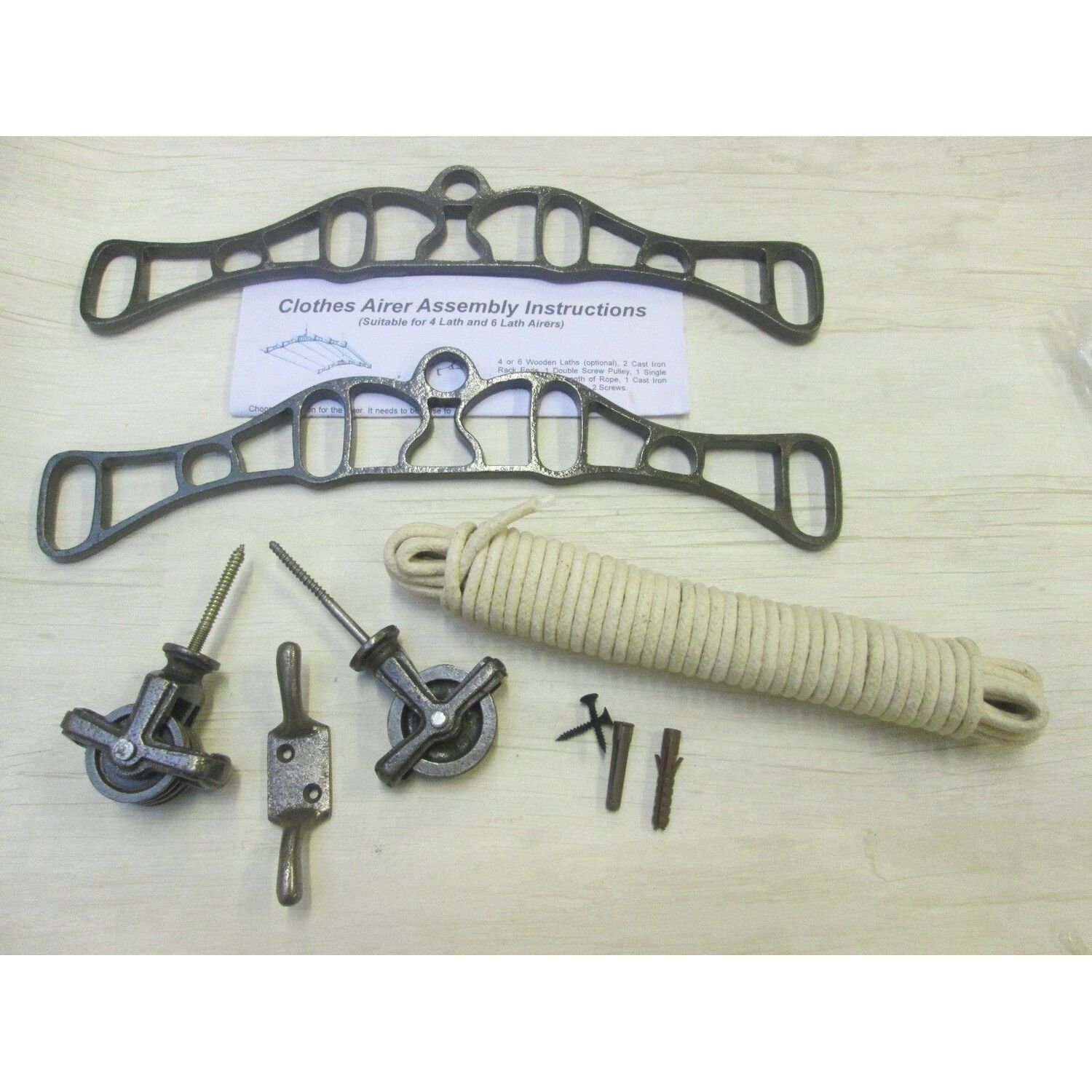 Image of 4 Lath Victorian Antique Iron Clothes Airer Kit Only - Antique Iron