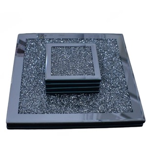 Set Of 6 x Crushed Crystal Diamond Coasters Placemats
