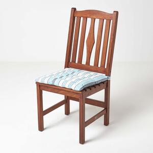 New England Stripe Cotton Seat Pad with Button Straps