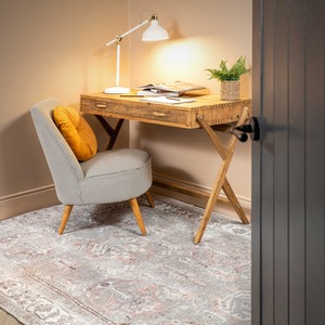 Distressed Floral Medallion Persian Non Slip Washable Area Rug