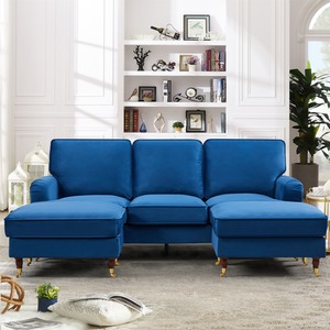 Woodbury 218cm Wide U-Shaped Velvet Fabric Corner Sofa