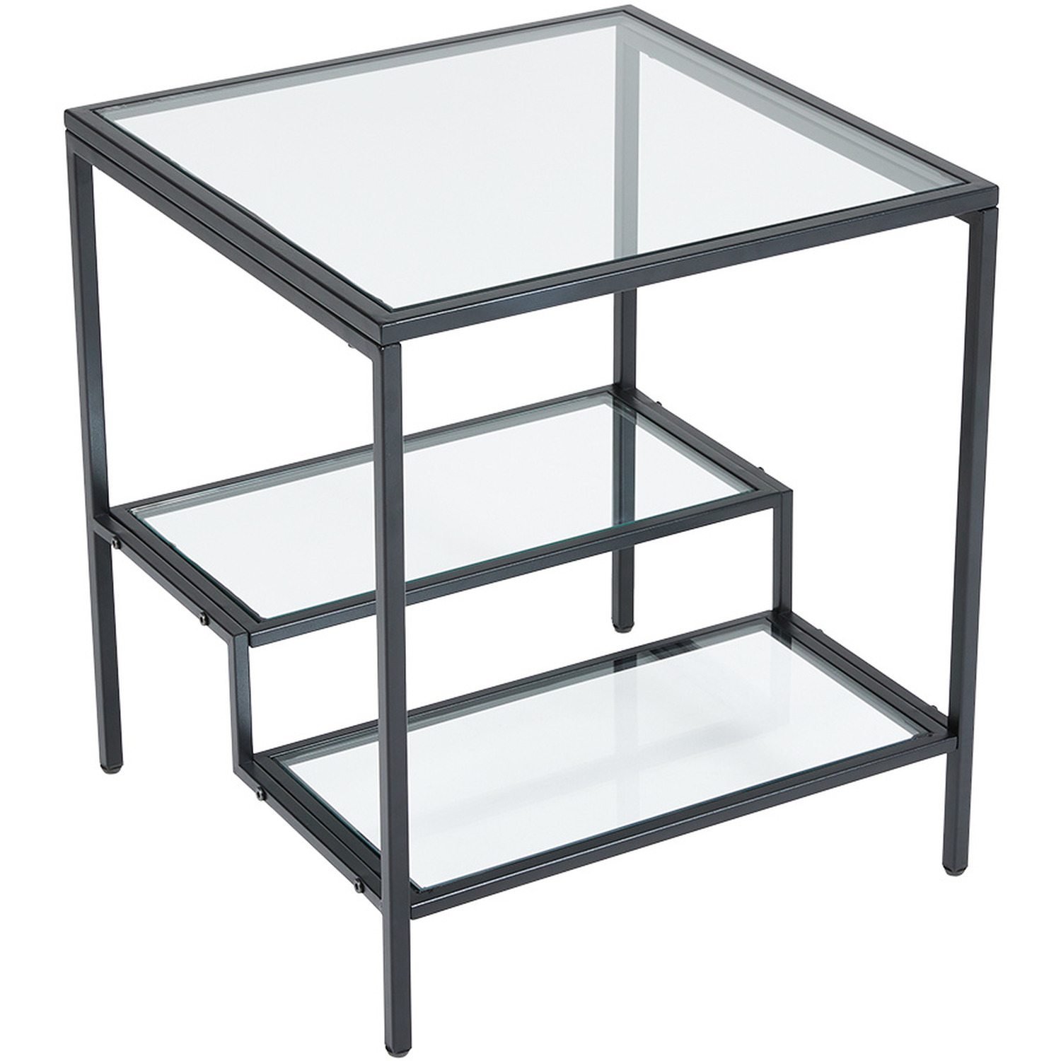 Modern Curved Console Glass Table - Black 50cm 56cm