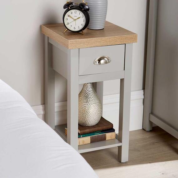 Home Source Avon 1 Drawer Bedside Table Bedroom Storage Unit 36mm Top