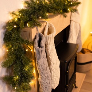 Charles Bentley Faux Pre-Lit Decorative Green Christmas Garland 180cm