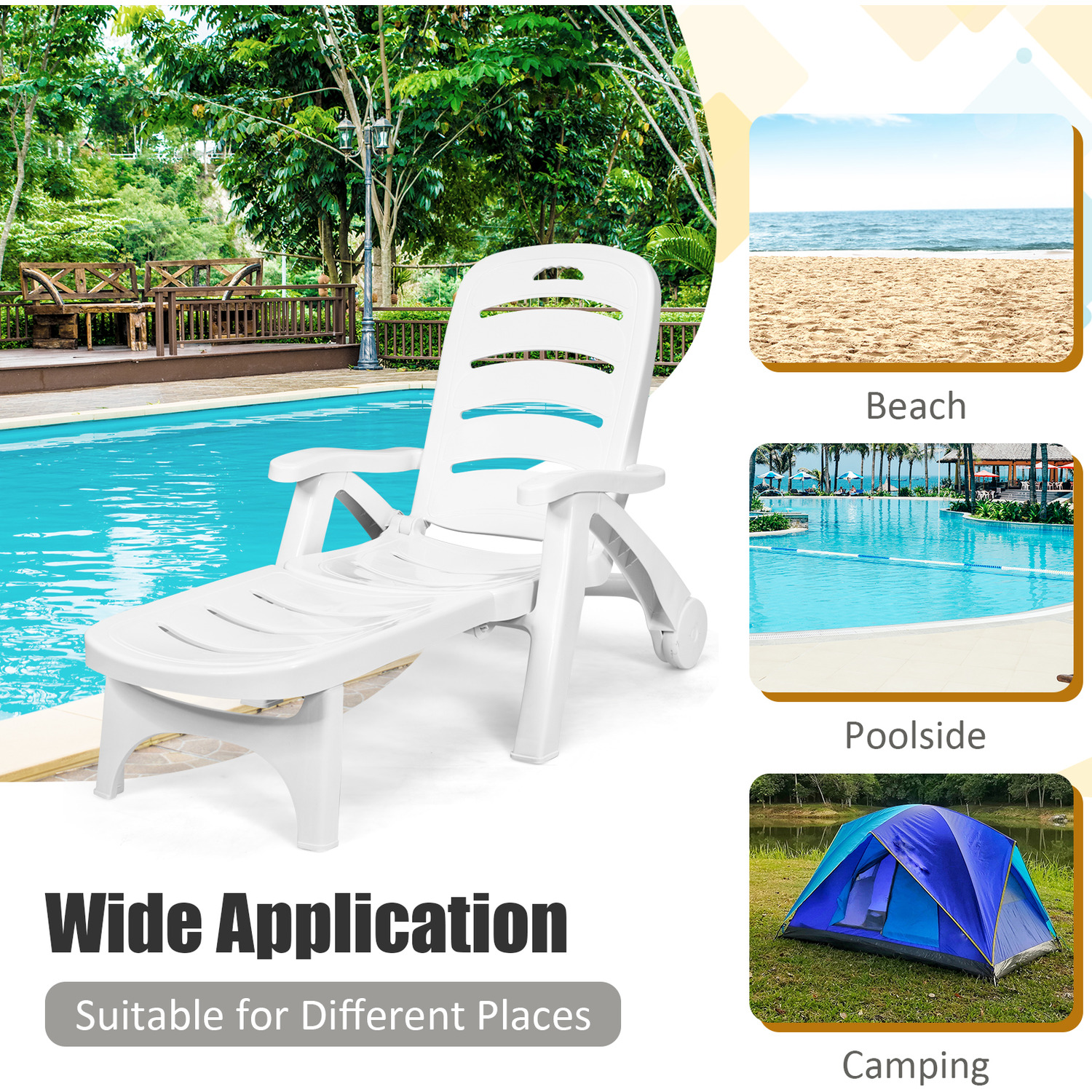 Two In One Chair 2-in-1 Folding Chaise Lounge Reclining Chair