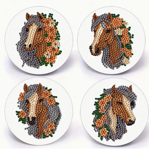 Pack of 4 Horse Design Diamond Art Coasters