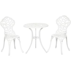 Set of 3 Aluminium Petals Bistro Table And Chair White