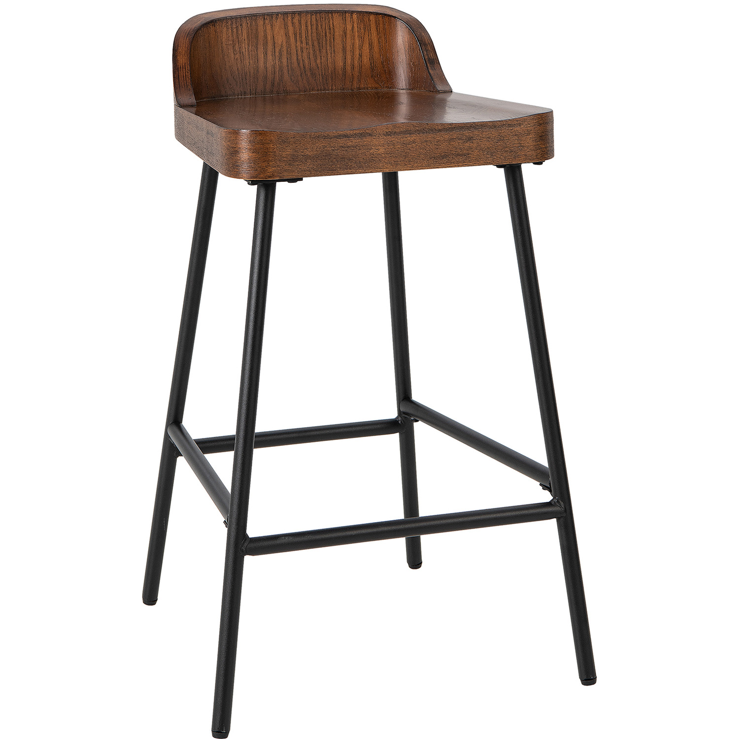 Height Pub Stool Bar Stools With Backrest Saddle Seat - Brown Iron Mdf