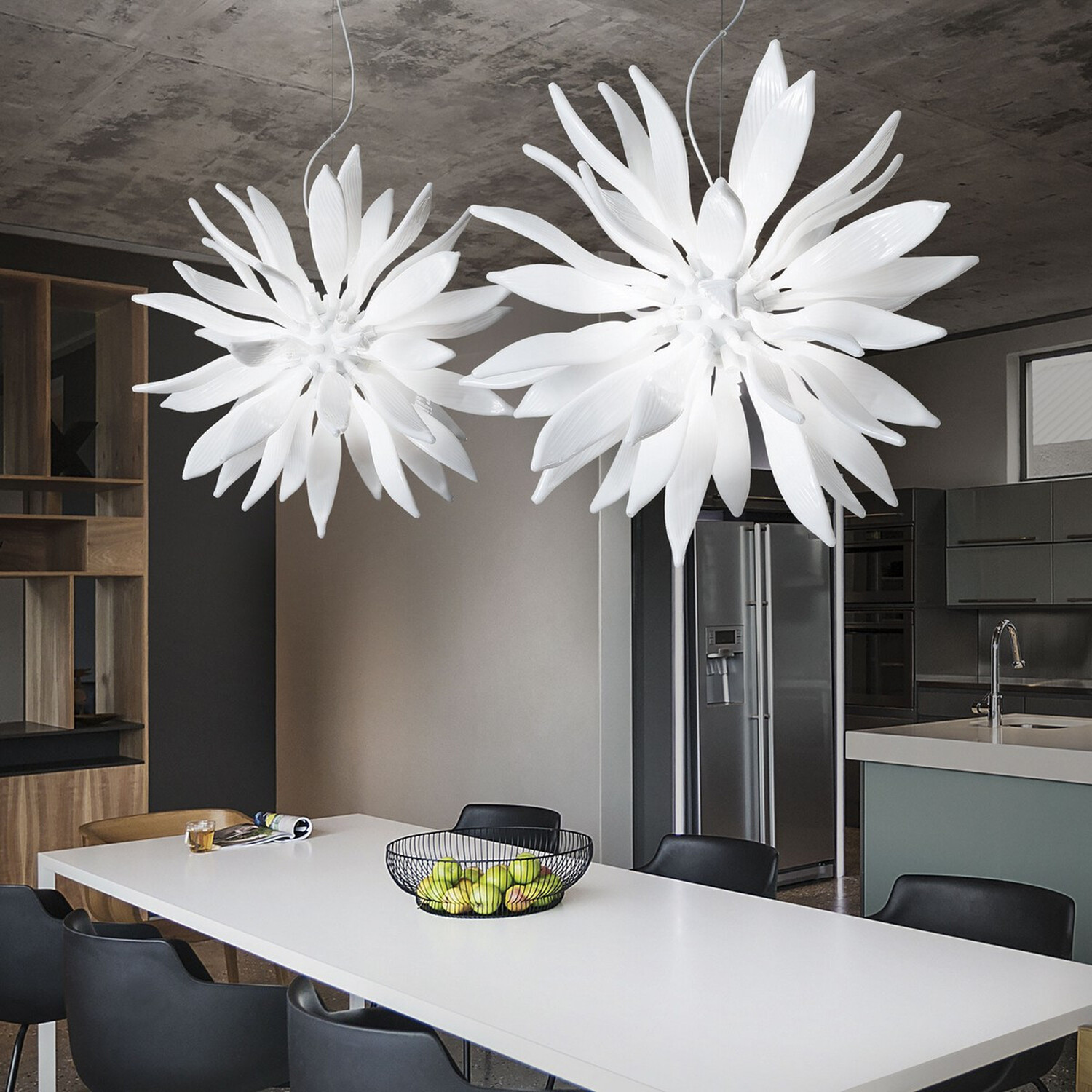 Leaves 8 Light Ceiling Pendant - White
