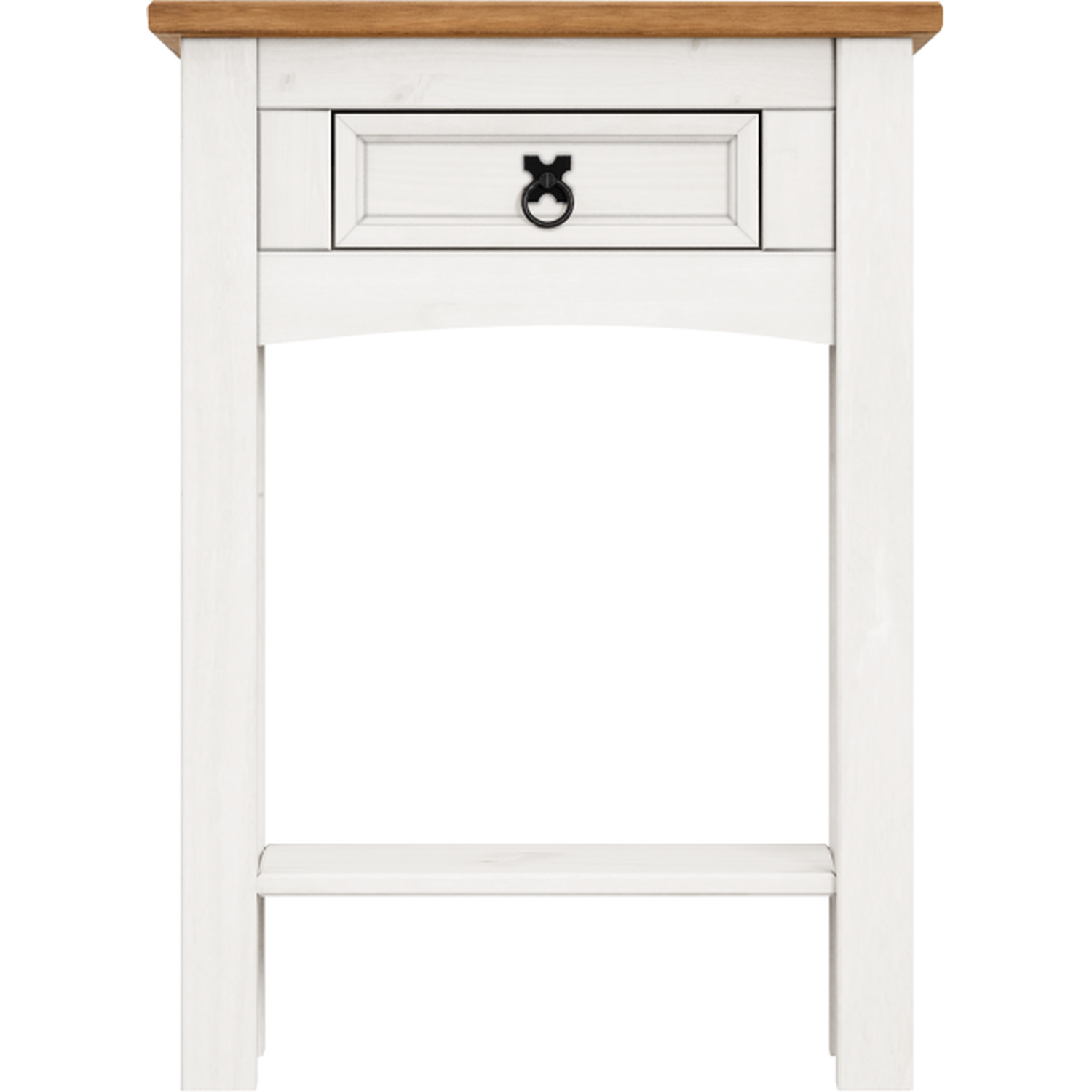 Corona 1 Drawer Console Table With Shelf Solid Wood Pine Wooden Hallway - Distressed White Wax