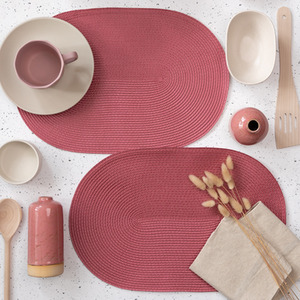 dc fix Mineral Red Eco-Line Wipe Clean Oval Weave Placemats Set of 4