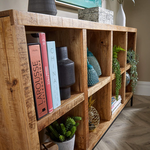 Natural / Wide Home Source Stockton Mango Wood 8 Shelf Bookcase shot 6078335