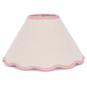 Florie Natural Linen Tapered Lamp Shade with Scallop Pastel Trim