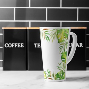 Border Of Botanical Leaves Latte Mug