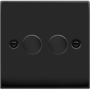 Matt Black 2 Gang 2 Way LED 100W Trailing Edge Dimmer Light Switch