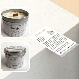 White / Vanilla with Clear Quartz Crystals Aluminium Tin Candle shot 6399015
