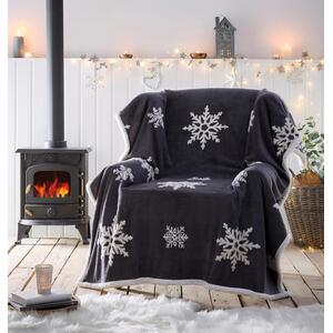Snowflake Sherpa Fleece Throw 130x170cm Grey