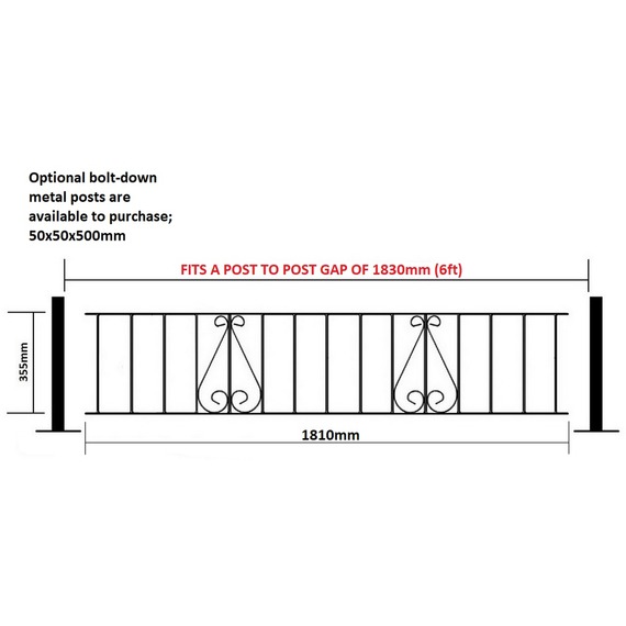 Classic Railing Panel 1830mm GAP x 355mm High