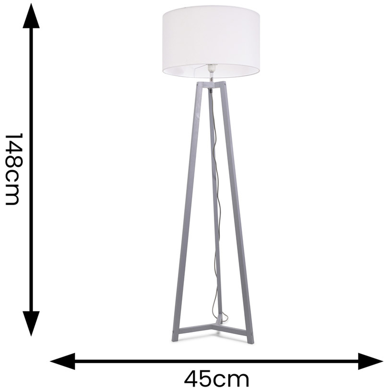 Image of Lottie Grey Wood Floor Lamp Drum&hellip;