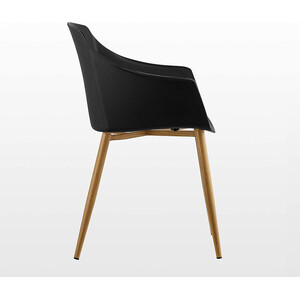 Black Single Eden Plastic Dining Chair with Padded Leather Cushions for Dining Room shot 6829043