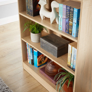 Oak Effect Home Source Clara Tall Wide Storage Bookcase  shot 7021620
