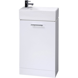 1 Door Cloakroom Vanity Basin Unit Gloss White 480mm