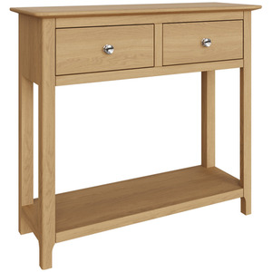 2 Drawer Oak Console Table Scratch Resistant Living Room Furniture