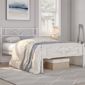 White / Single Metal Bed Frame with Cloud Design shot 7302356