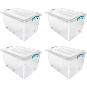 Set of 4 JVL Plastic Clip Lidded Storage Boxes