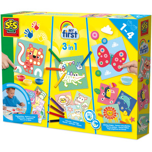 My first - 3 in 1 Fingerpainting, Colouring and Sticking Set