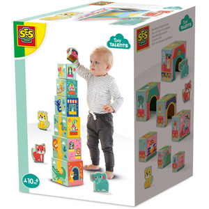 Stacking Blocks Tower with Animal Figures