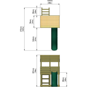 Standard / 222cm Wooden Lookout Tower Playhouse with 6ft Slide shot 7757023